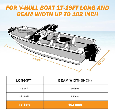 Boat Covers 17-19ft Boatpro Trailerable Boat Cover 16-18ft With
