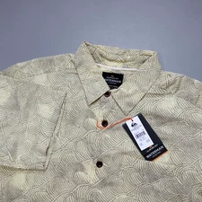 Quicksilver Waterman Mens High Tide Cream Woven Short Sleeve Shirt Comfort Fit