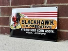 12” Indian Blackhawk Hybrids Seed Corn Farming Co-op Vintage Style Steel Sign