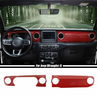 Voodonala Glossy Red Center Console Dashboard Cover Kit For 2018+ Jeep Wrangler JL & Gladiator JT – 2-Piece Set