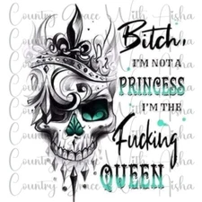 Sublimation Transfer Skull Not A Princess Ready To Press Heat Transfer