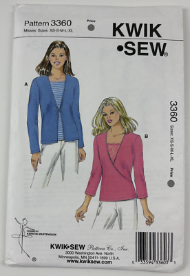 Kwik Sew 3360 Tops 2 Styles Misses' Sizes XS S M L XL Sewing