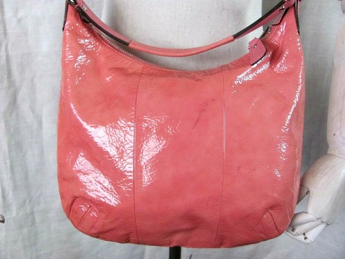 COACH Salmon Shiny Leather Crossbody Satchel Handbag - Picture 3 of 7