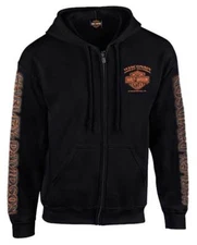 Harley-Davidson Men's Eagle Piston Long Sleeve Full-Zip Hoodie, Black 30299950