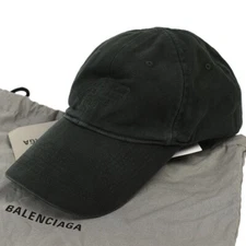 BALENCIAGA Distressed Black BB PARIS ICON Cotton Baseball Cap MEDIUM Italy NWT
