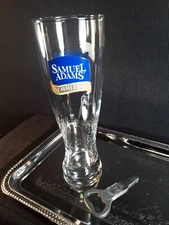 SAMUEL ADAMS LAGER BEER*SUMMER ALE 16 Oz/ PINT GLASS*WITH PEWTER BOTTLE OPENER 