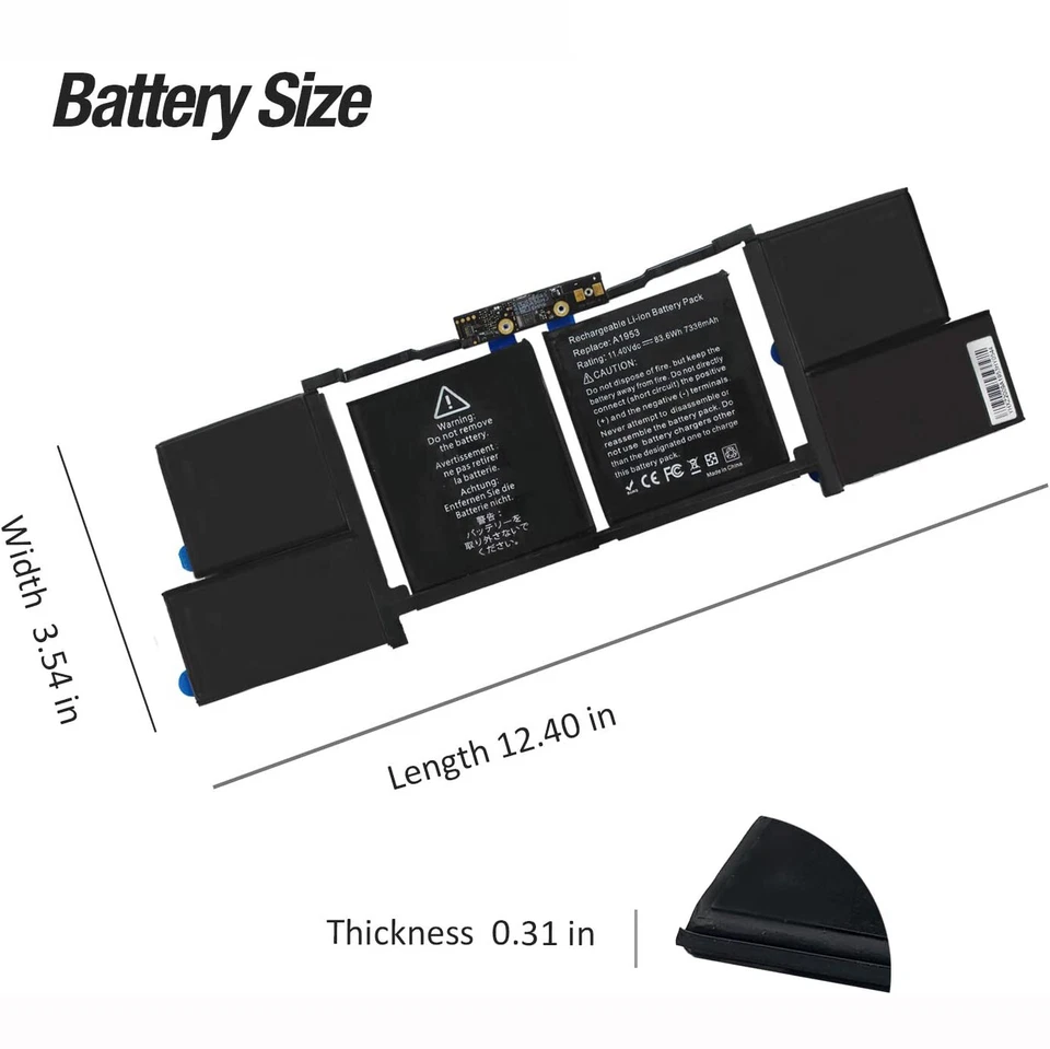 OEM Batterie A1953 Für MacBook Pro 15" A1990 Jahr 2018-2019 AKKU 11.4V/83.6Wh - Bild 3 von 4