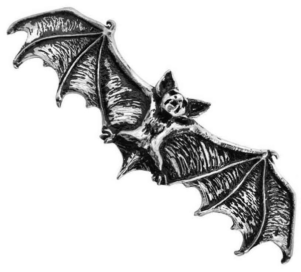 Alchemy Gothic Darkling Fledermaus Vampire Haarspange HH1 Zinnsilber-image
