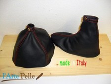 alfa romeo 159 cuffia cambio e freno pelle nera e cuciture rosse