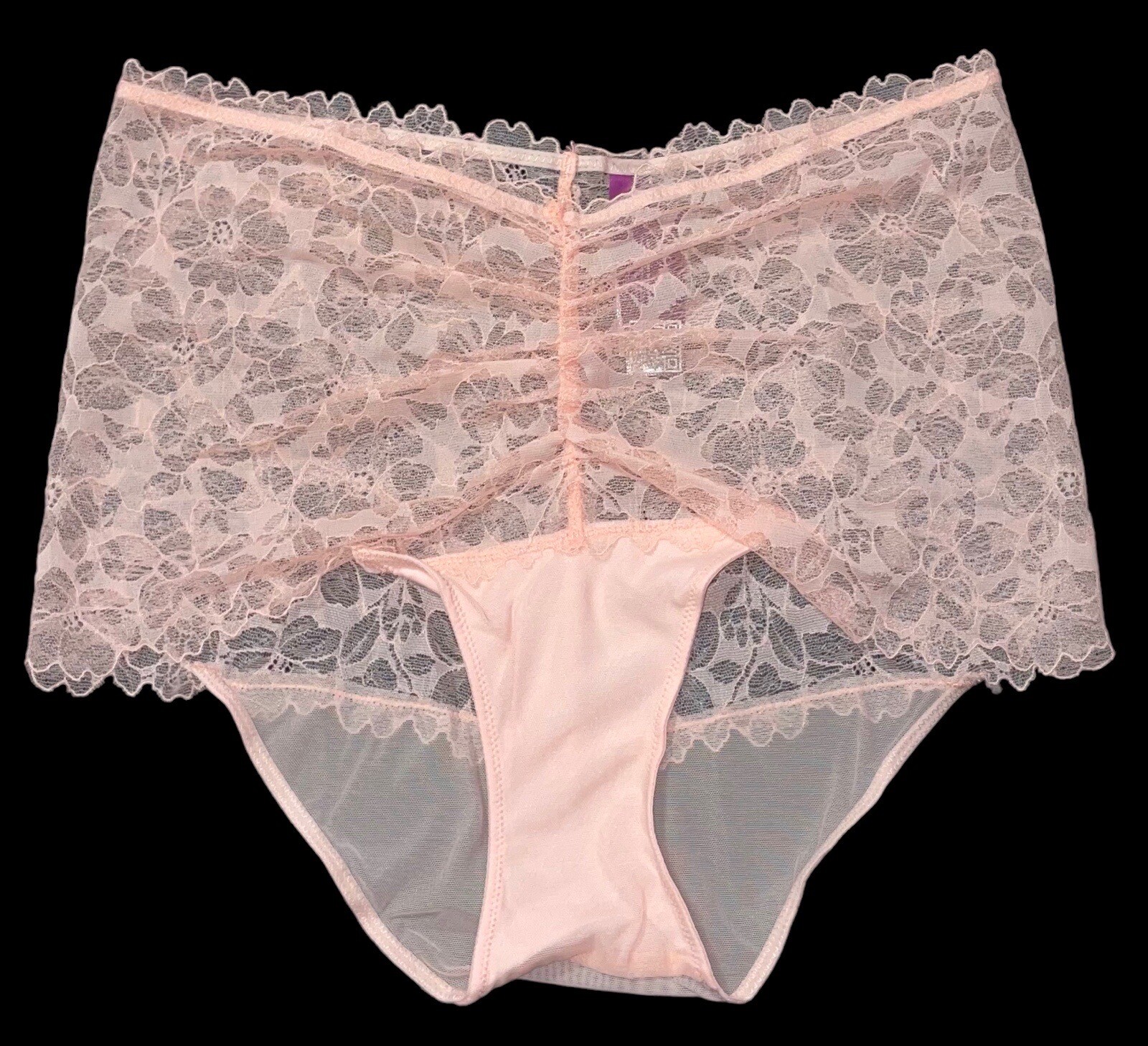 Adore Me Vintage Pink Lace Sheer High Waisted Nylon Panties Womens M