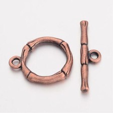 Toggle Clasps Antiqued Copper Bracelet Necklace T Clasps 4 Sets Bamboo Design