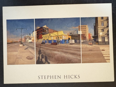 art postcard Stephen Hicks paintings George Billis gallery invitation