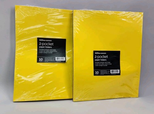 Lot Of 2 Office Depot Brand Letter Size 2-Pocket Paper Folders, Assorted Colors - Picture 2 of 6