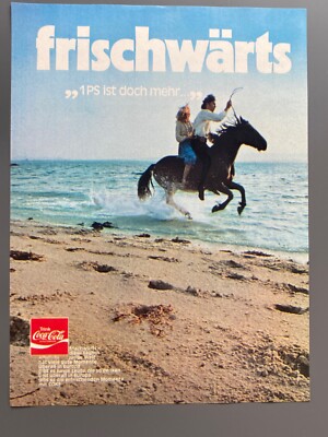 Trink Coca-Cola Pferd am Strand Coke 1971 Vintage Advert Werbung Reklame
