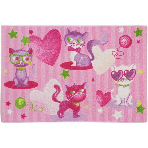 Teppich Kinderteppich Fashion Cats Katzen Spielteppich 80X120 Cm Pink Rosa-image