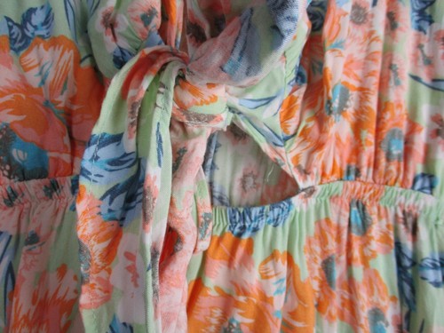 Lorraine womens maxi dress green orange blue floral print tie front 8 boho - Picture 5 of 12