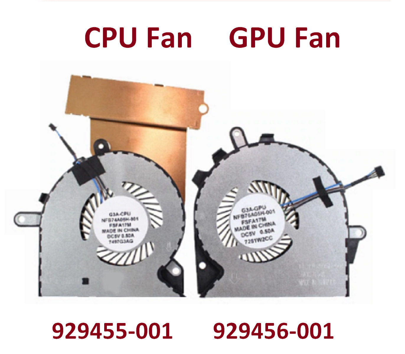 HP OMEN 15-CE 17-AN TPN-Q19 CPU + GPU Fans G3A-CPU G3A-GPU 929455-001 929456-001