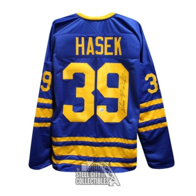 Dominik Hasek Autographed Buffalo Custom Blue Hockey Jersey - BAS
