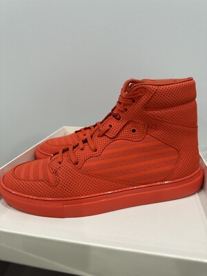 New Mens Size US 10 EU 43, Balenciaga Perforated Leather High Top Red  Sneakers