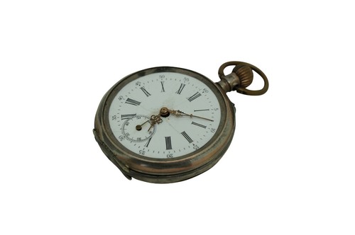 Antico orologio da tasca Glashutte tedesco svizzero argento 800 numeri romani - Foto 3 di 12