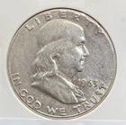 1963 Ben Franklin half dollar 90% Silver, Average Circulated.