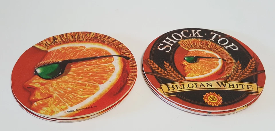 Orange Head Beer Coasters Shock Top Belgian White Double Sided 6pc Foto 3 de 4