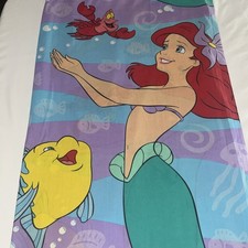 Disney Little Mermaid 1 Flat Sheet And 1 Pillowcase Vintage Set