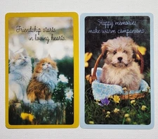 SWAP PLAYING CARDS ~ 2 GENUINE DOG CAT SWAP CARDS GORGEOUS KITTENS PUPPY QUOTES 
