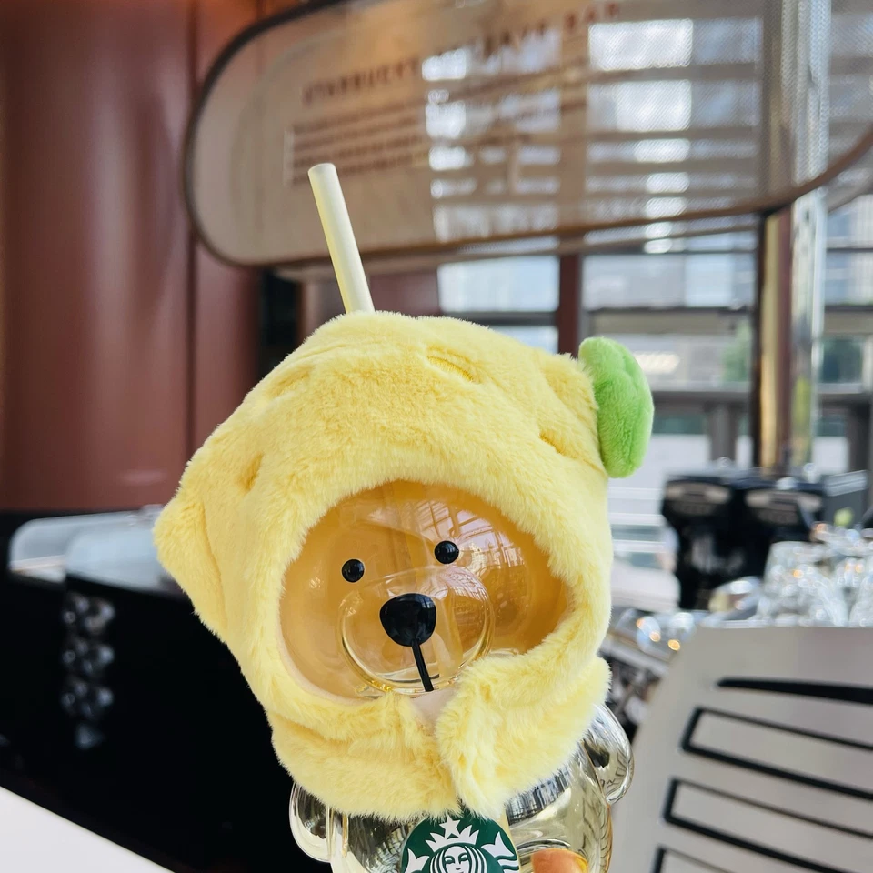 Starbucks 2025 серия Summer Fruit Encounter стеклянная соломенная чашка с милой медвежьей крышкой - Изображение 2 из 4