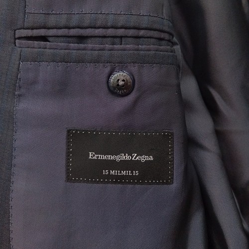 Ermenegildo Zegna Wool Jacket Size 44R Mens Grey Blue Pin Stripe FLT17 - Picture 4 of 5