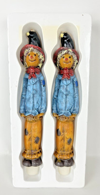 NIB Vintage Robert Alan Sculpted Taper Halloween/ Fall Candles 10'' Scarecrows