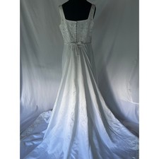 Vintage 90s Morilee Satin A-Line Wedding Dress vntg Size 12 w/ Detachable Train