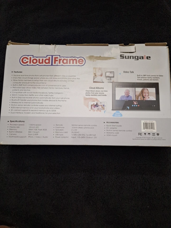 Sungale 14in Cloud Digital Frame - New Open Box - Image 2 of 4
