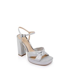 Jewel Badgley Mischka Valencia Square Toe Evening Platform Sandals Silver Metall