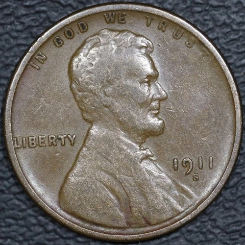 1911 S - Lincoln Copper Wheat Cent 1C - 100% Circulated VF Very Fine #413