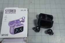 1pr Wireless Earphones Clip-On Ear Buds M100 Bluetooth V5.49 LCD Touchscreen NEW