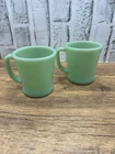 Vintage 1948-62 Set of 2 Jadeite Fire King Mugs D Handle Coffee Tea Cup Ovenware