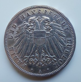 Deutsches Reich|Hansestadt Lübeck|3 Mark 1911 A|Silber|Aus alter Sammlung