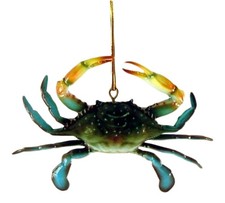 Dimensional Coastal Maryland Blue Crab Christmas Ornament 4 Inches