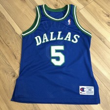 Vintage Champion Jason Kidd Dallas Mavericks 1994-95 Blue NBA Jersey 40 Stitched