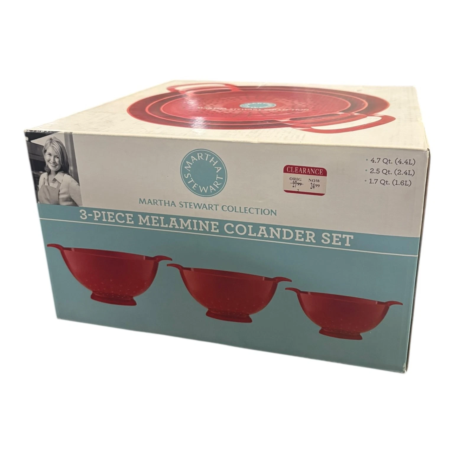 Martha Stewart 3-Piece Melamine Colander Set 4.7qt 2.5qt 1.7qt Red
Opens in a new window or tab