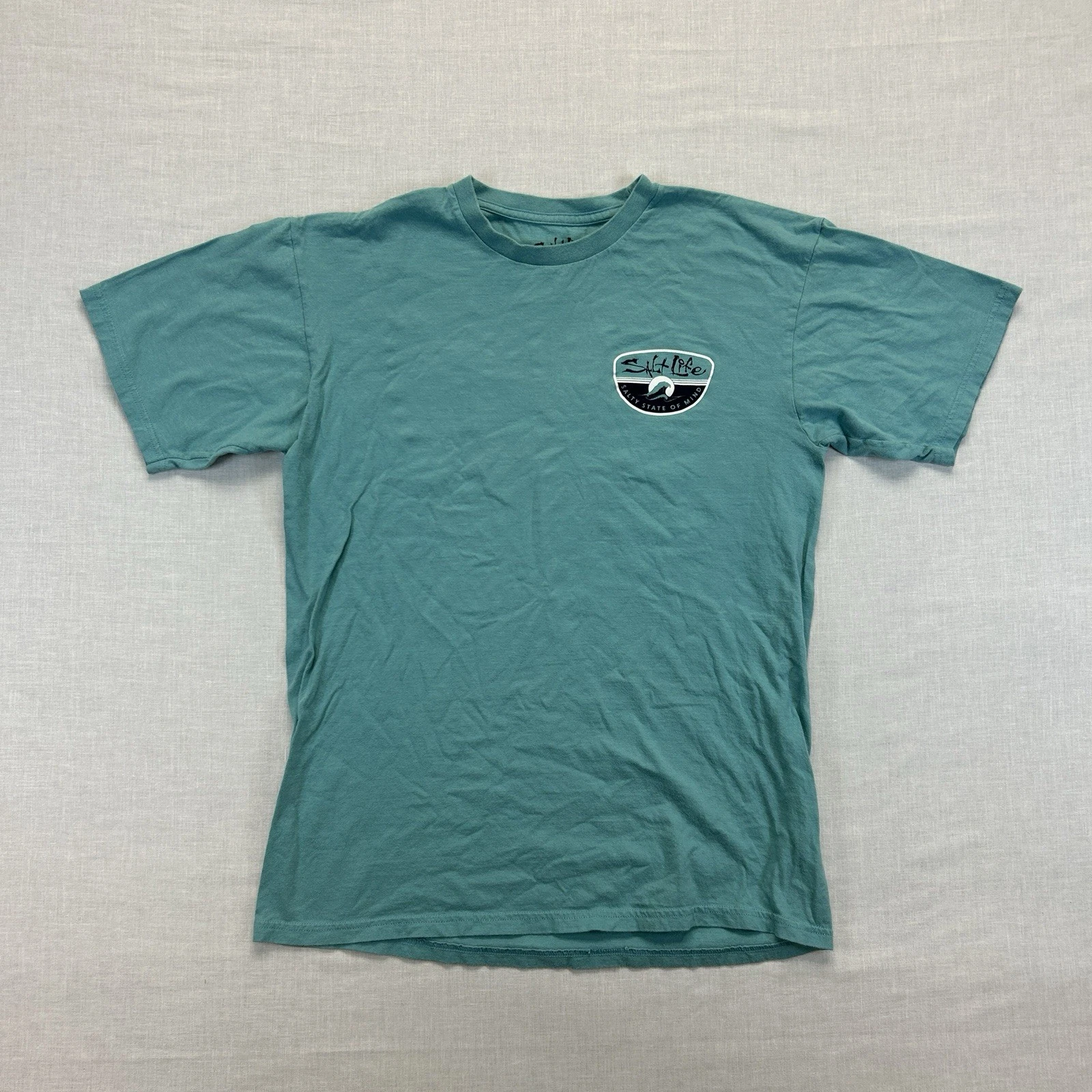 Salt Life Graphic Print T-Shirt Mens Medium Blue Teal Preshrunk Cotton Surfing - product detail image 4