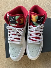 Air Jordan 1 Mid White Light Grey Red Retro OG Classic Basketball Sneakers