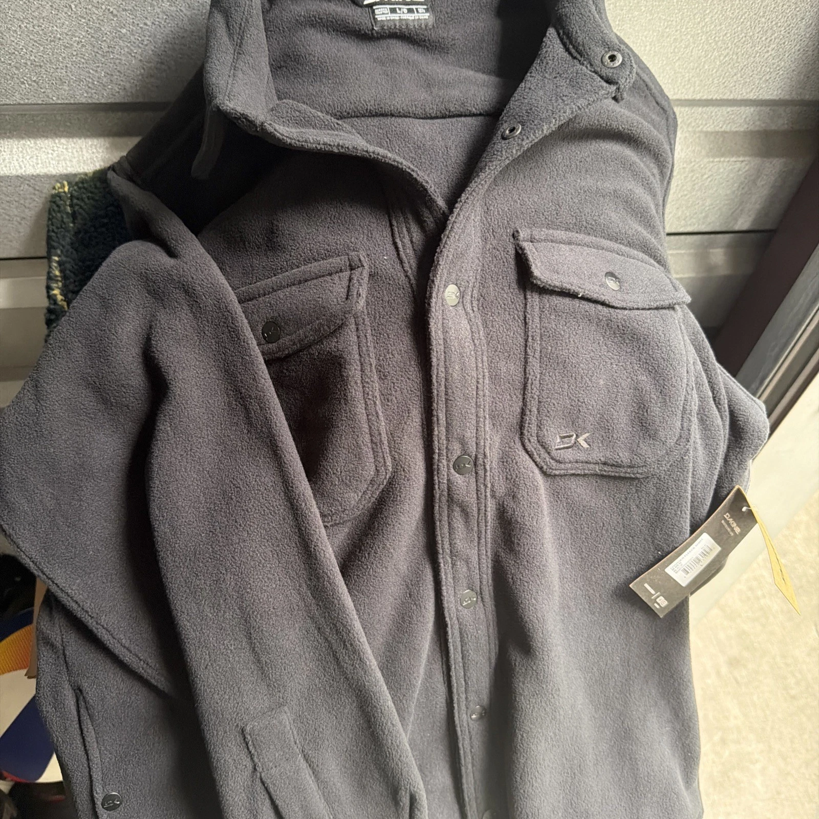 DAKINE Charger Polar Fleece Snap Shirt Black Men's Size L Pockets Warm Easy Care