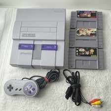 Super Nintendo SNES Console System SNS-001 W 3 GAMES Lot- Cleaned-Tested-