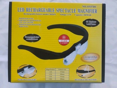 LED Rechargeable Spectacle Magnifier No. 11537DC Pre-owned 1.5X 2.5X 3.5X 5.0X