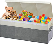 Extra Large Toy Box with Lids, Collapsible Toy Storage Organizer with Divider fo