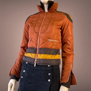 Veste courte femme GUCCI vintage zippée intégrale orange duvet nylon taille XS