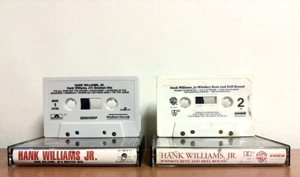 Lot of 4 Hank Williams JR. Cassette Tape Greatest Hits, Hog Wild, Whiskey Bent — 第 3/4 张图片