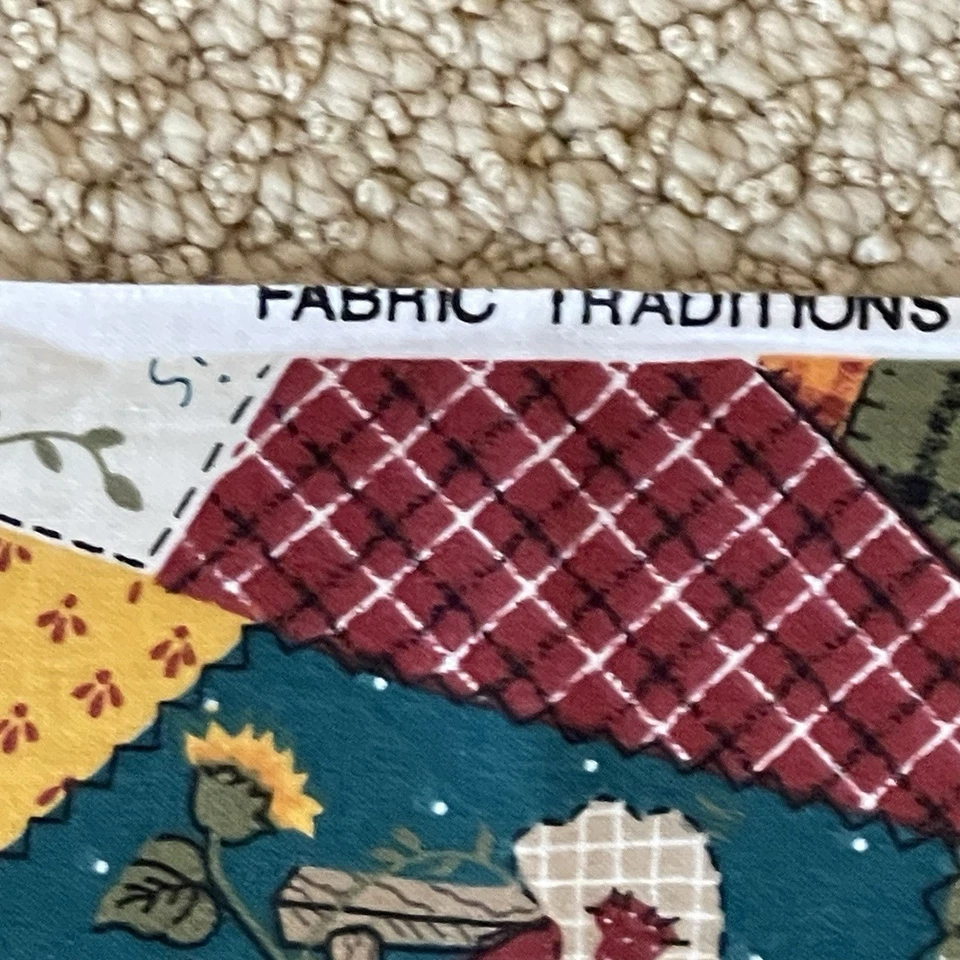 Fabric Traditions 1994 Vintage Cotton Fabric Faux Fall Patchwork Crows 1 Yard - Image 4 of 4